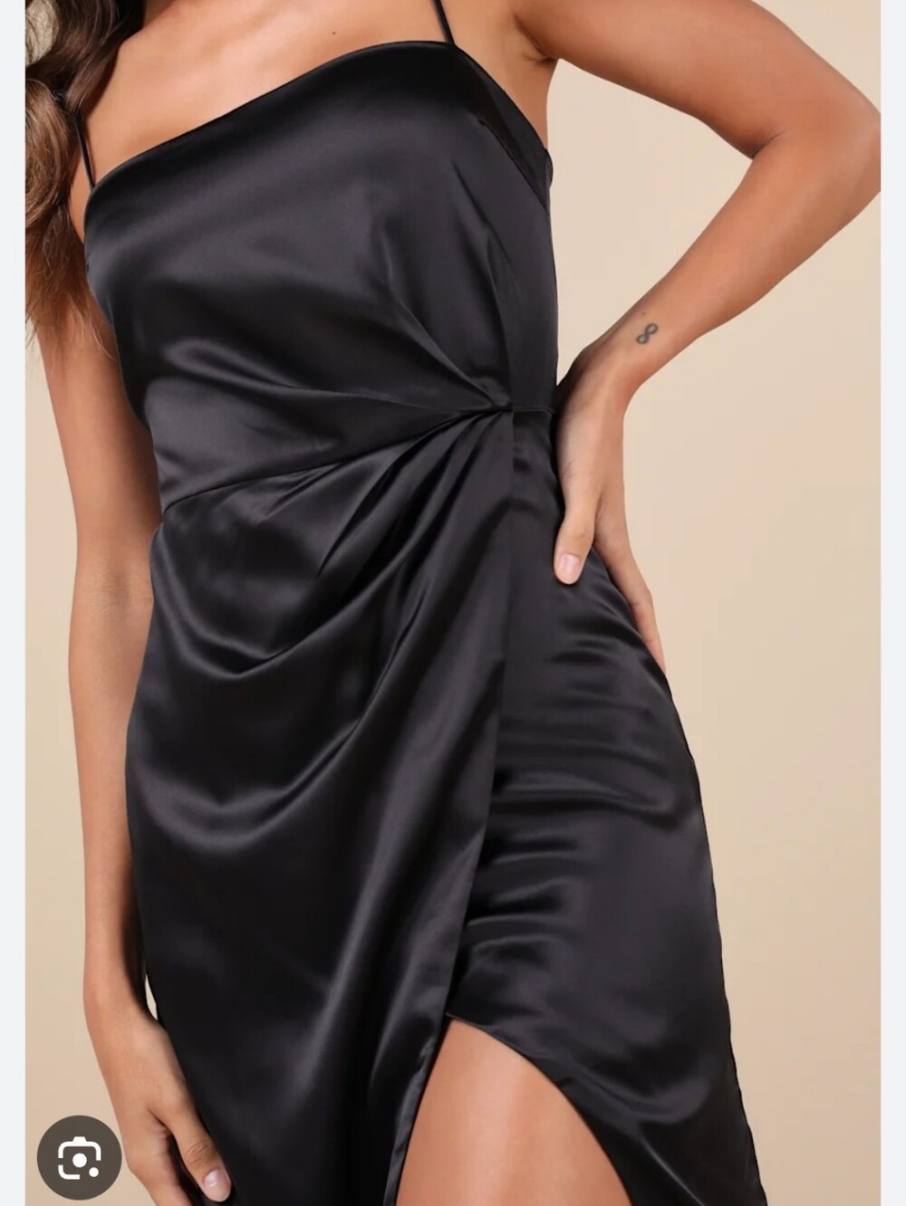 Nwt Wedding Guest Satin Black Slip Revenge Lbd Dress Side Twist Y2K 90s Lulus
